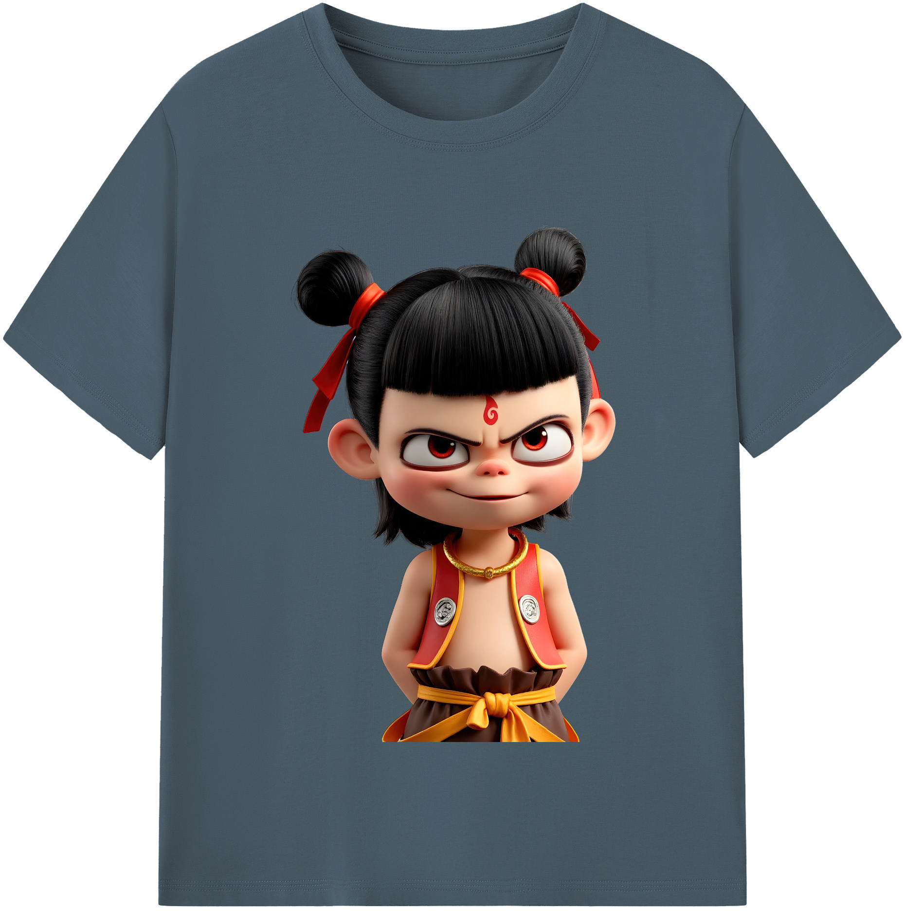 （画像用） Ne Zha 2 ナタ 魔童の大暴れ 綿100％半袖Tシャツ（フロントプリント）